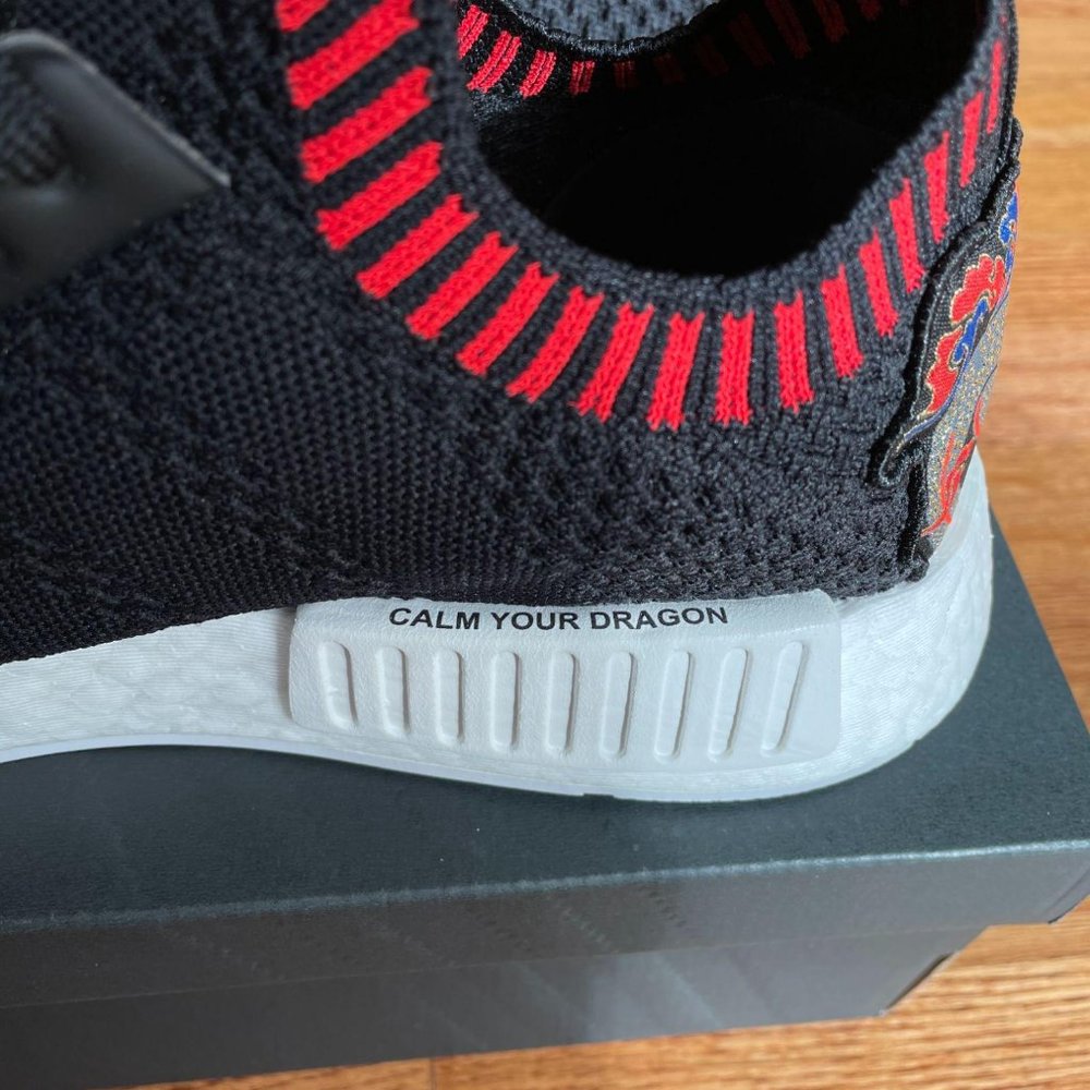 Adidas NMD R1 Primeknit Black / Red Mens Shoes - Picture 5 of 8